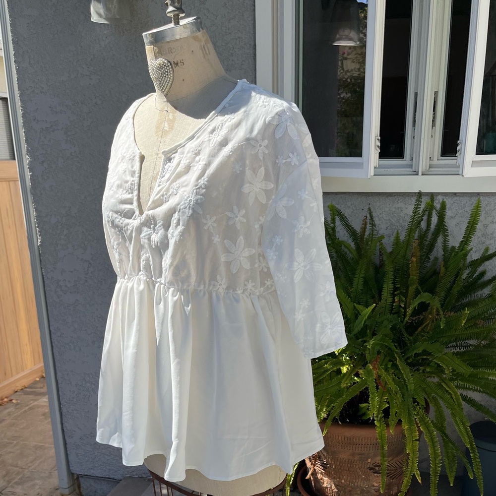 SHEIN Curve White Blouse 0X NWT